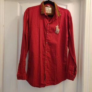 Sasa Vintage Polo Men's Shirt Classic Fit Button Down Ornate buttons, slim fit M